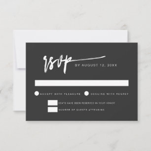Convites Placa RSVP Mínima Contemporânea PRIYA Black