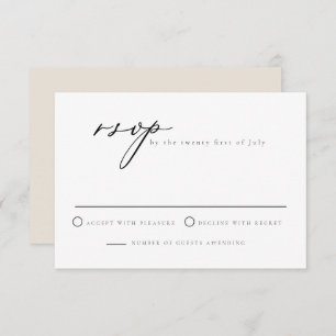 Convites Placa RSVP Moderna de Script de Caligrafia Elegant