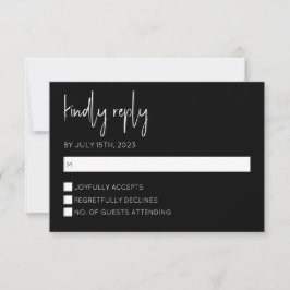 Convites Placa RSVP Moderna Preta e Branca