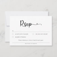 Placa RSVP Neutra Simples com Opção de Refeição