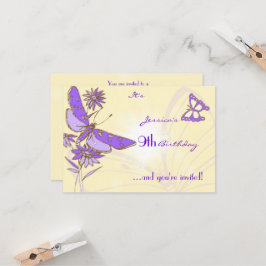 Convites Placa RSVP Peach Purple Butterfly