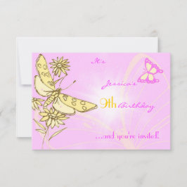 Convites Placa RSVP Pink Butterfly