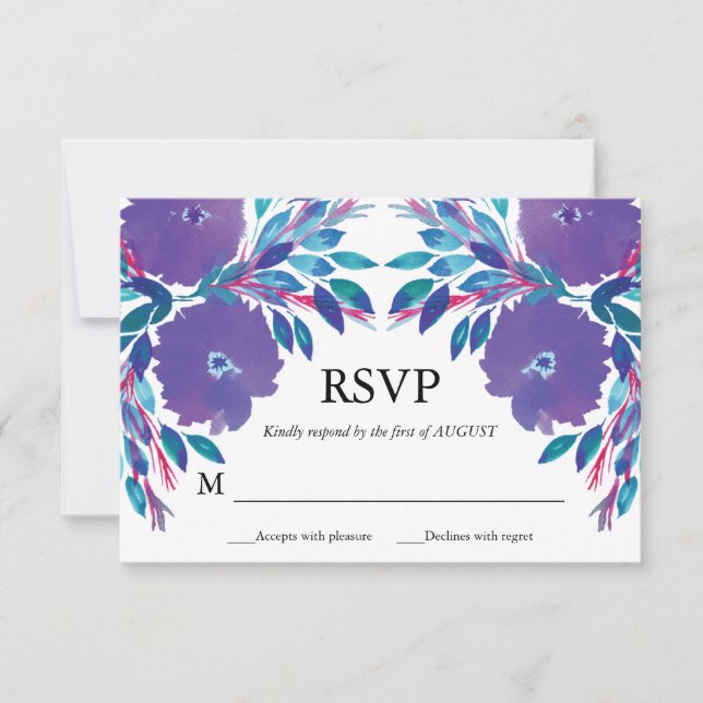 Convites Placa RSVP Pintada Pelas Flores (Frente)