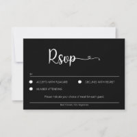 Placa RSVP Preta Simples com Opção de Refeição