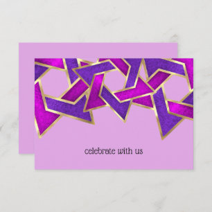 Convites Placa RSVP Puro Rosa Star David Qualquer Cor