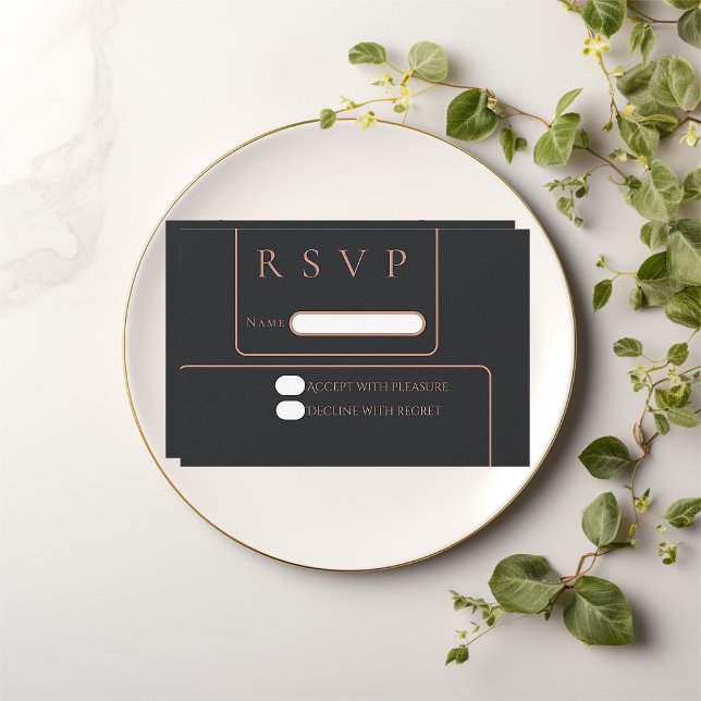 Convites Placa rsvp rosa dourada mínima elegante (Criador carregado)
