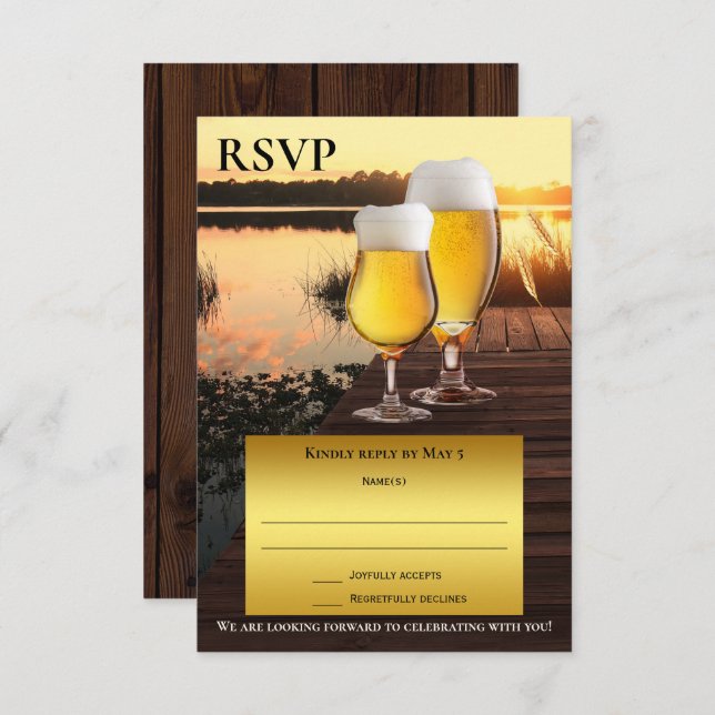 Convites Placa RSVP Sunset Beer Summer (Frente/Verso)