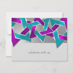 Convites Placa RSVP Turquesa Estrela Roxa David Qualquer Co