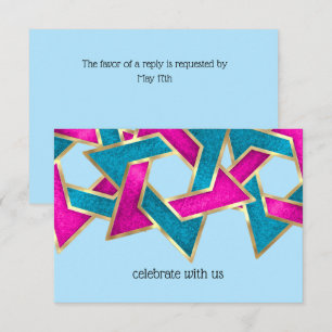 Convites Placa RSVP Turquoise Estrela Rosa de David