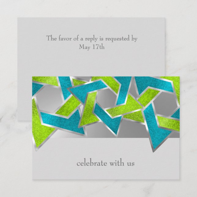 Convites Placa RSVP Turquoise Star de David Any Color (Frente/Verso)