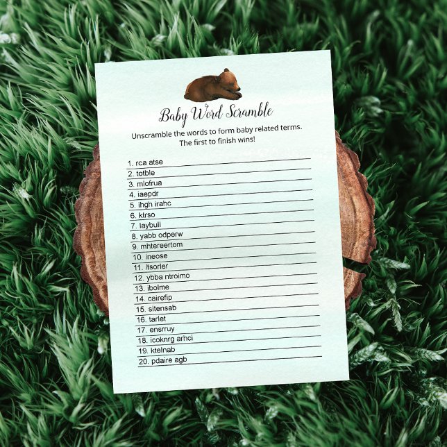 Convites Placa Scramble do Baby Word Bears (Criador carregado)