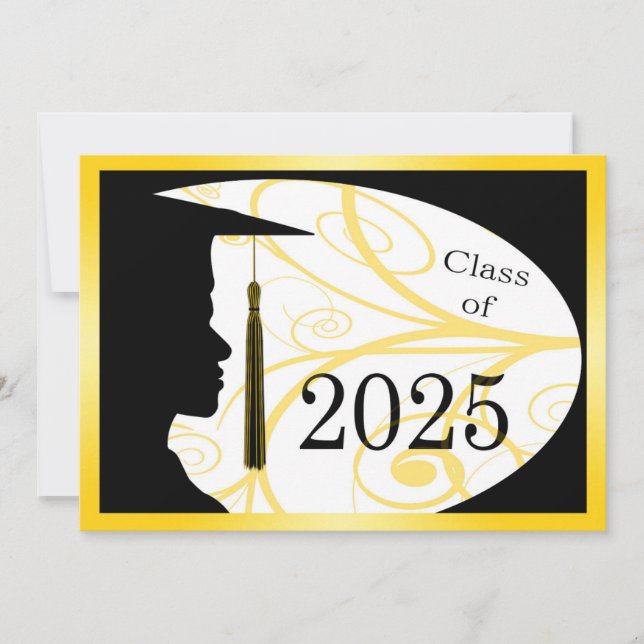 Convites Placa Silhouette 2025 de Homem Amarelo e Negro (Frente)