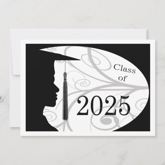 Convites Placa Silhouette 2025 de Homem Branco e Negro (Frente)