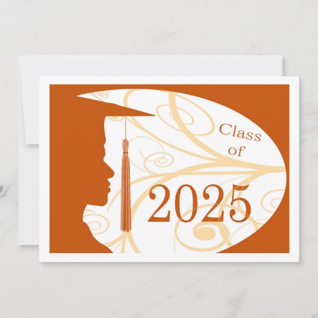 Convites Placa Silhouette 2025 White e Orange Man (Frente)