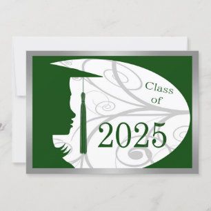 Convites Placa Silhouette Verde e Silver 2025