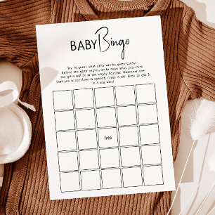Convites Placa Simples de Bingo de Bebê de Chá de fraldas N