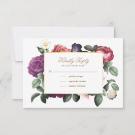 Convites Placa Vintage Floral RSVP Roxo