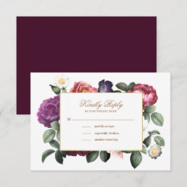 Convites Placa Vintage Floral RSVP Roxo