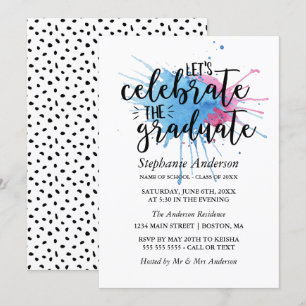 Convites Placas de Aquarela   Celebrar o Formando