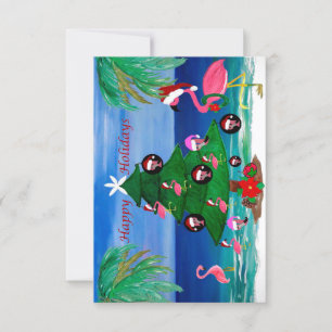 Convites Placas de árvore de Natal Flamingos