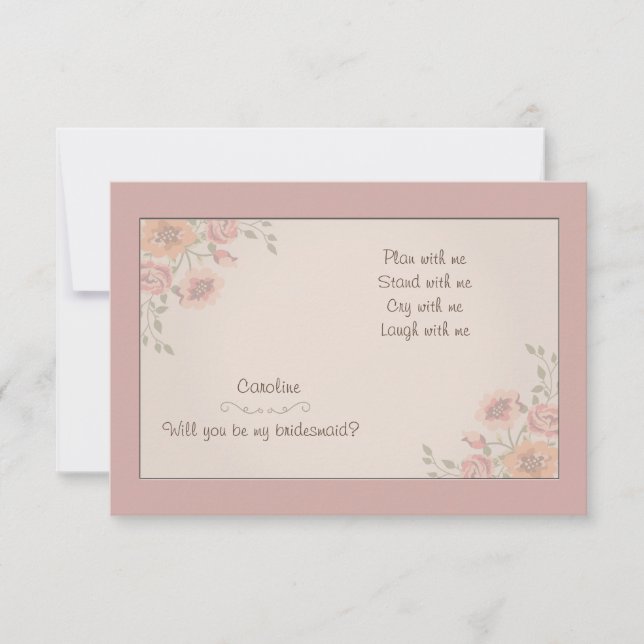 Convites Placas de Bridesmaid Floral Whispers (Frente)