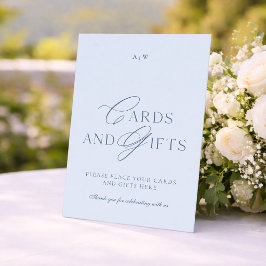 Convites Placas de Casamento Elegantes em Azul Poeirento pa