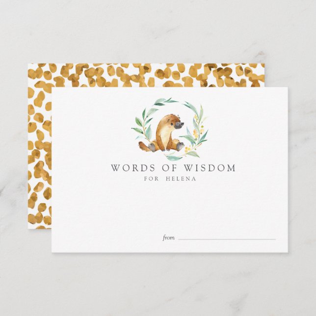 Convites Placas de Conselhos para Chás de fraldas de Platyp (Frente/Verso)