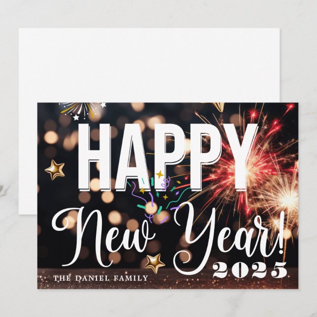 Convites Placas de feliz ano novo (Frente/Verso)