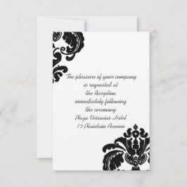 Convites Placas de gabinete do Casamento tema damasco preto