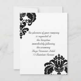 Convites Placas de gabinete do Casamento tema damasco preto