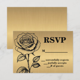 Convites Placas de gabinete RSVP de Rosa preto Dourado clás