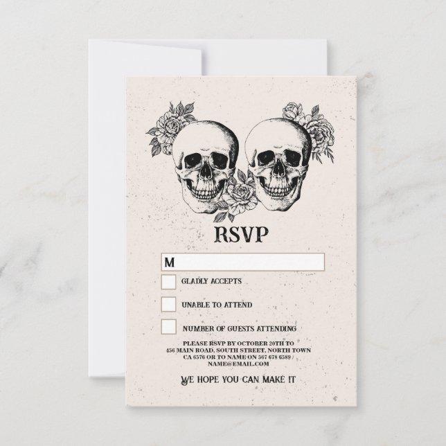 Convites Placas de Halloween Rustic RSVP de Casamento (Frente)