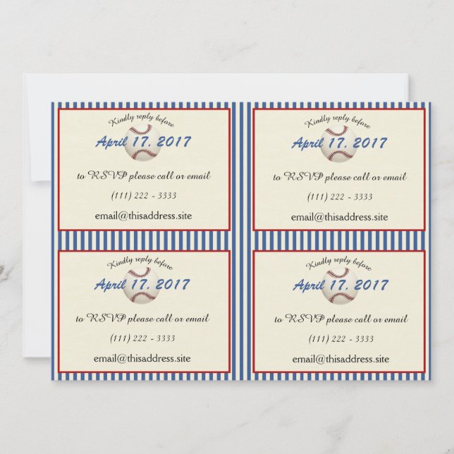 Convites Placas de informação do baseball DIY (Frente)