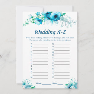 Convites Placas de jogos de Chá de panela A-Z Blue Floral W