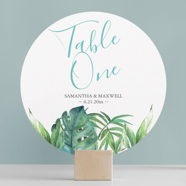 Convites Placas de Mesa de Casamento de Praia Tropicais (Destination Beach Wedding Table Cards Tropical Greenery )
