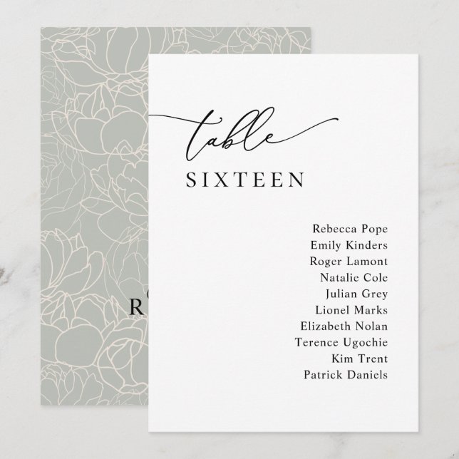 Convites Placas de Mesa para Gráficos de Casamento Moderno  (Frente/Verso)