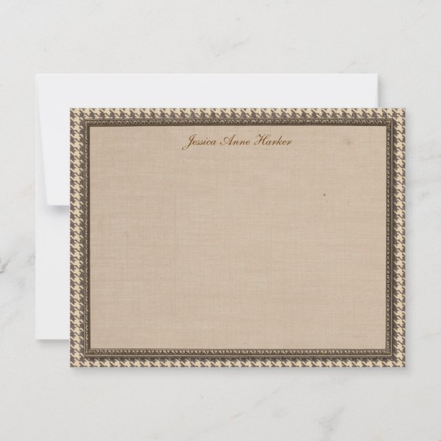 Convites Placas de Nota Simples Personalizadas Houndstooth  (Frente)