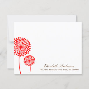 Convites Placas de Nota Simples Red Dandelions