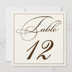 Convites Placas de Número de Tabela de Script Sepia Elegant