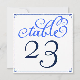 Convites Placas de números de tabela de script de caligraf