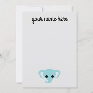Convites Placas de Papel Personalizadas para Crianças Elefa