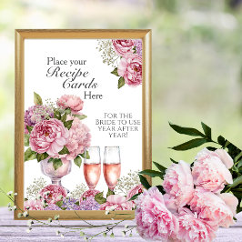 Convites Placas de Receitas Pétalas & Prosecco Aqui