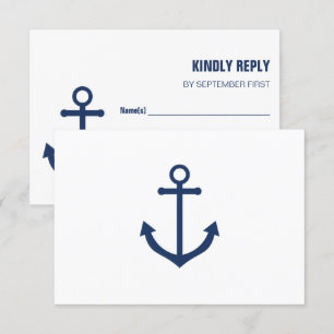 Convites Placas de resposta RSVP de ancoragem de Marinho n
