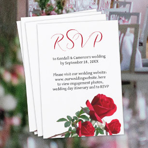 Convites Placas de resposta RSVP Online do Rosa vermelha We