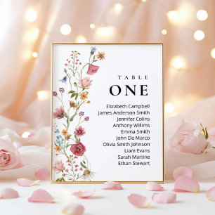 Convites Placas de Sinalização de Casamento Floral Moderno