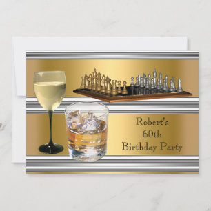 Convites Placas de Xadrez da Festa de aniversário 60ª, Dour