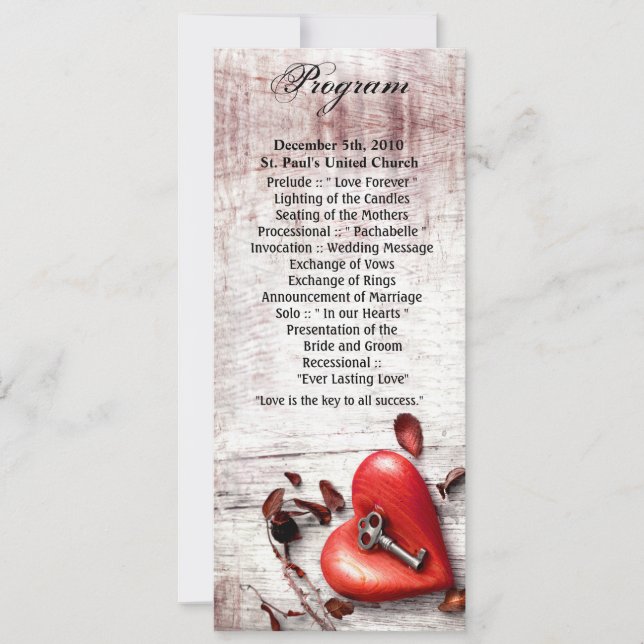 Convites Placas do programa 4x9.25 Chave de madeira do país (Frente)