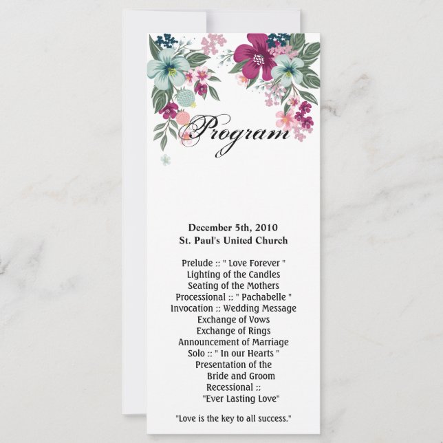 Convites Placas do programa 4x9.25 Flor tropical em branco (Frente)