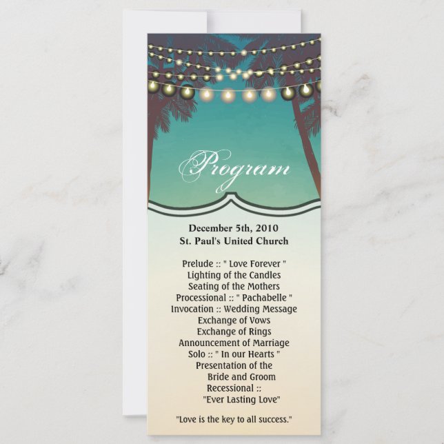 Convites Placas do Programa 4x9.25 Praia Palm Trees Sunset (Frente)
