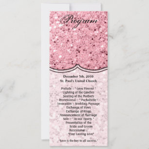Convites Placas do Programa 4x9.25 Rosa com brilho Dourado
